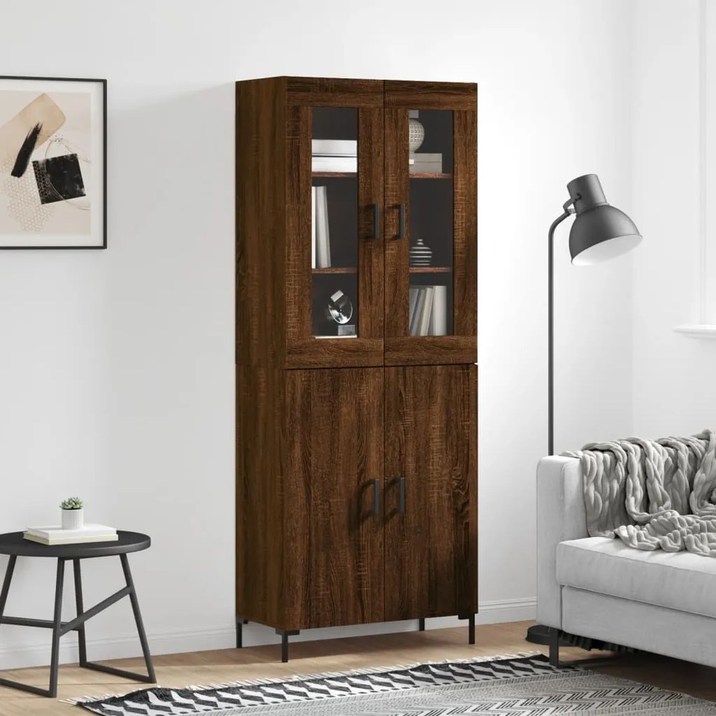 Credenza Rovere Marrone 69,5x34x180 Cm İn Legno Multistrato /