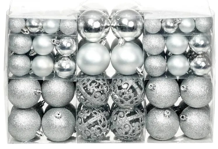 Set Palline Di Natale 100 Pz 3/4/6 Cm Argento /