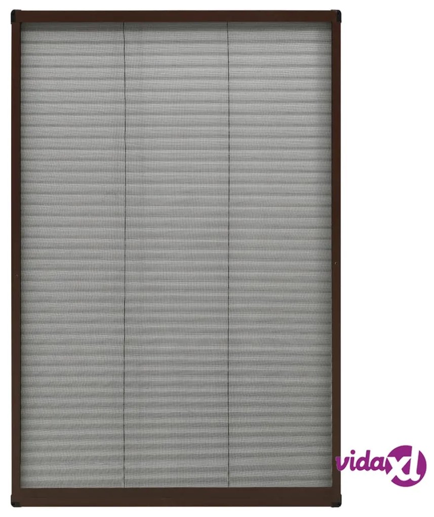 vidaXL Zanzariera Plissettata Finestre in Alluminio Marrone 60x160 cm
