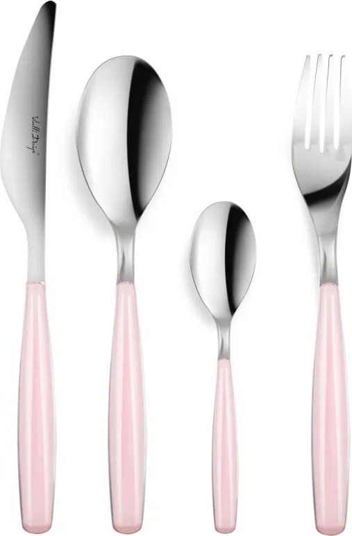 Set di posate da 24 pezzi con manico rosa Roma - Vialli Design