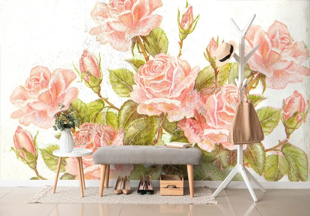 Carta da parati autoadesiva – Bouquet vintage di rose
