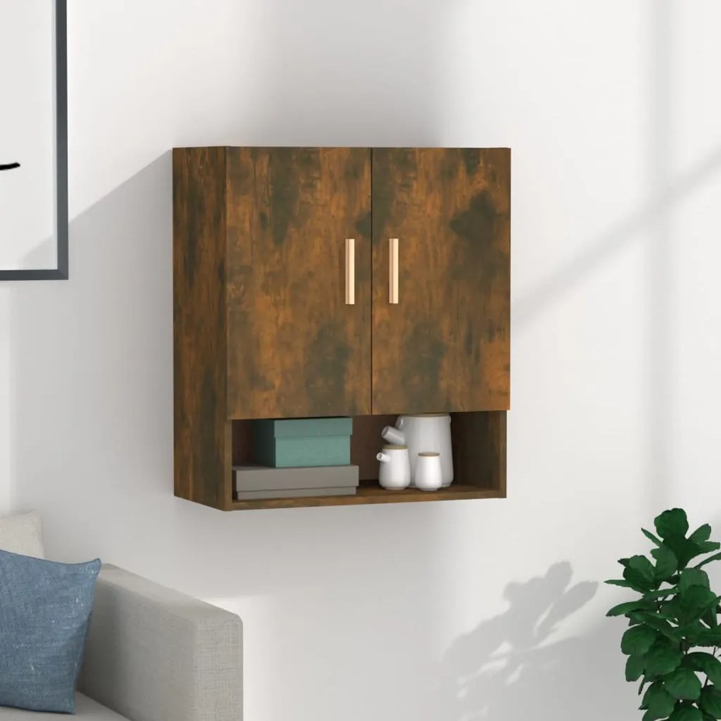 Armadietto A Muro Rovere Fumo 60x31x70 Cm İn Legno Multistrato /