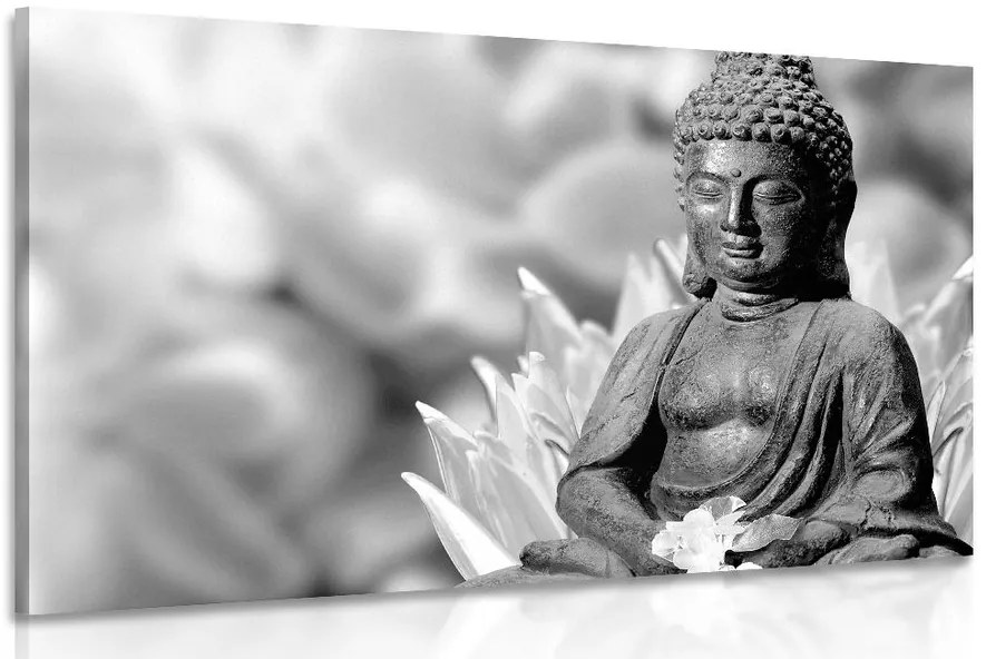 Stampa su tela – Buddha sereno in bianco e nero