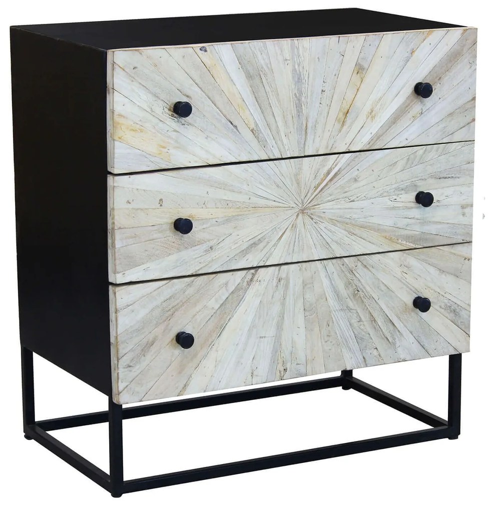 SPIRAL - cassettiera 3 cassetti legno e ferro