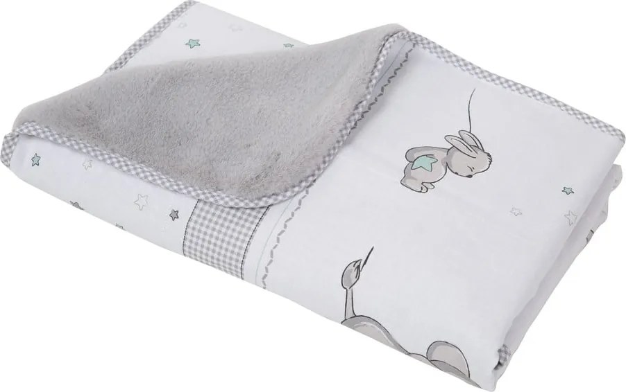 Coperta per bambini bianca/grigia in micropile 80x80 cm Sternenzauber – Roba