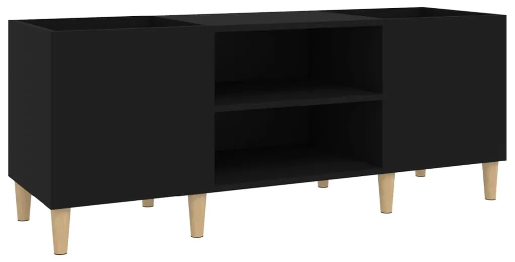 Mobile porta dischi nero 121x38x48 cm in legno multistrato