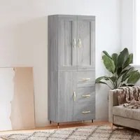 Credenza Grigio Sonoma 69,5x34x180 cm in Legno Multistrato 3199799