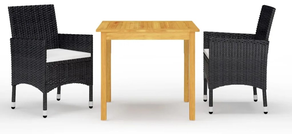 Set Mobili Da Pranzo Per Giardino 3 Pz Nero /