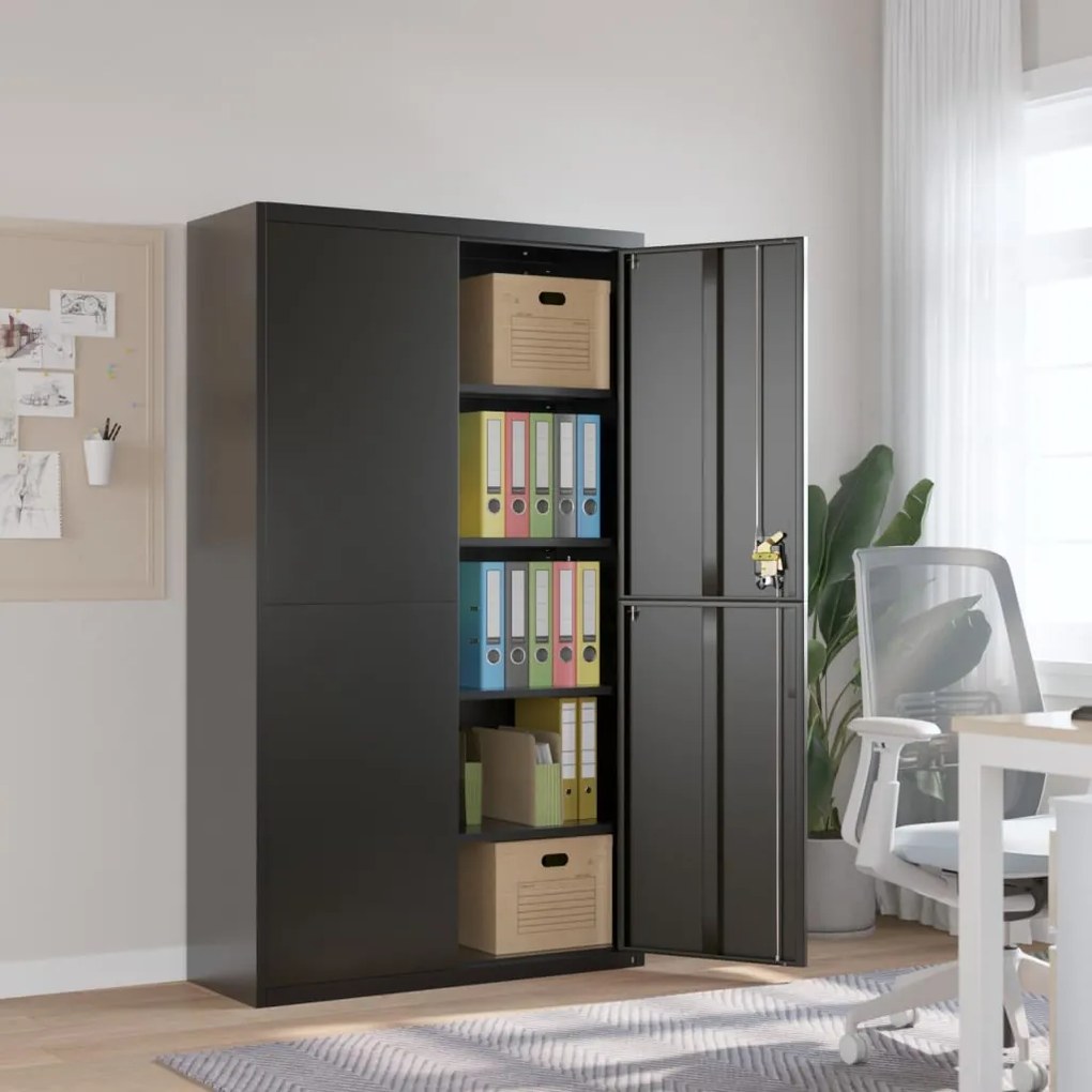 Armadio Classificatore Nero 105x40x180 Cm İn Acciaio /