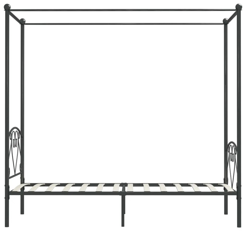 Letto a baldacchino grigio in metallo 100x200 cm