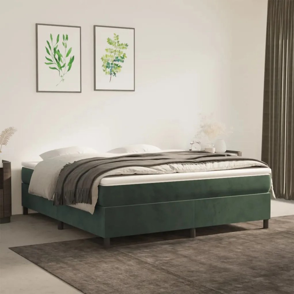Giroletto Senza Materasso Verde Scuro 160x200 Cm İn Velluto /