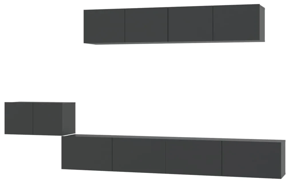 Set di mobili porta tv 5 pz nero in legno multistrato
