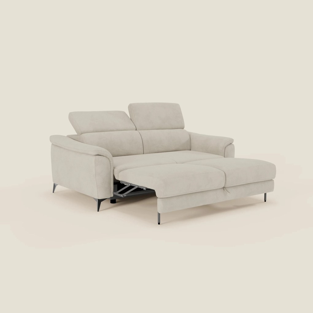 Arcos Divano 3 posti - piedini alti e poggiatesta reclinabili in microfibra impermeabile T11 panna