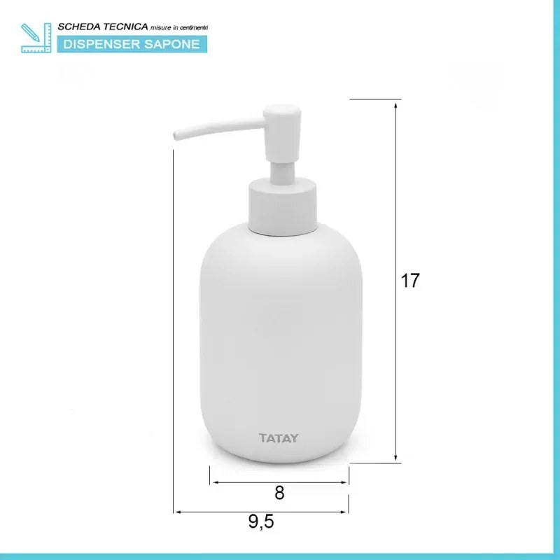 Dispenser sapone liquido dappoggio grigio chiaro in ceramica soft touch