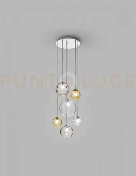 Puppet sospensione r6 multicolore 1 cromo lucido 6 luci attacco g9