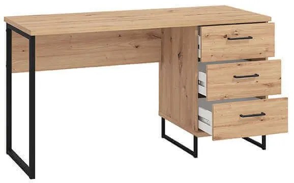 DODO - scrivania moderna con 3 cassetti colore rovere