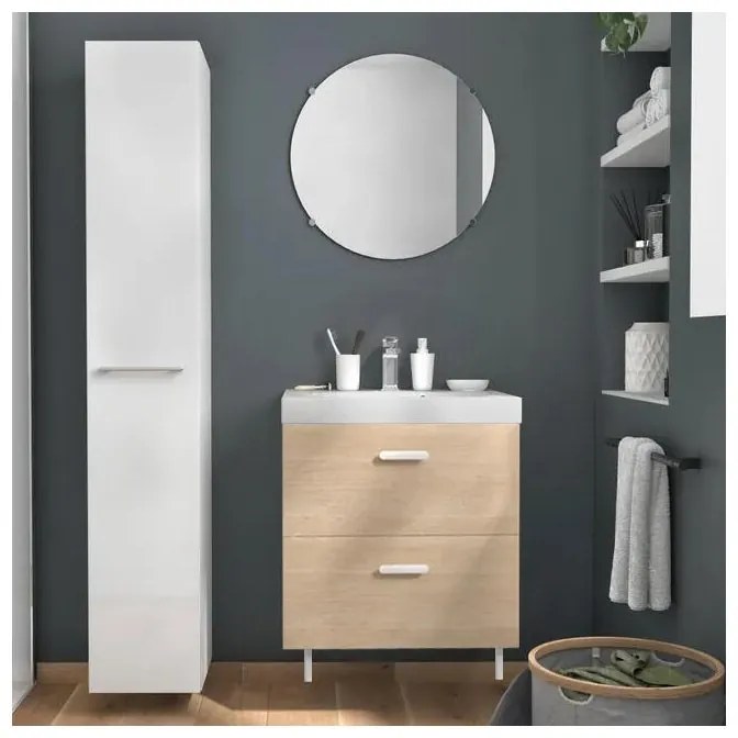 Mobile sottolavabo e lavabo Easy rovere L 70 x H 67 x P 40 cm 2 cassetti