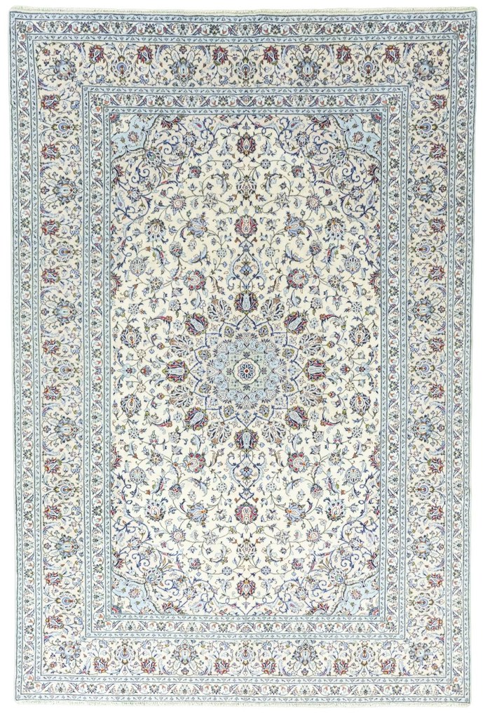 Kashan Tappeto 240x360 Beige (Iran) Annodato A Mano