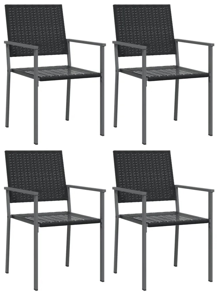 Sedie da giardino 4 pz nere 54x62,5x89 cm in polyrattan