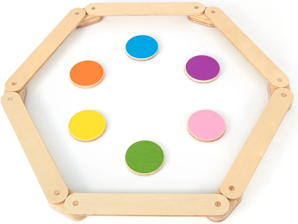 Set Travi Di Equilibrio In Legno COSTWAY – 12 Pezzi (6 Travi + 6 Connettori + 6 Pietre) Per Bambini 3-7 Anni