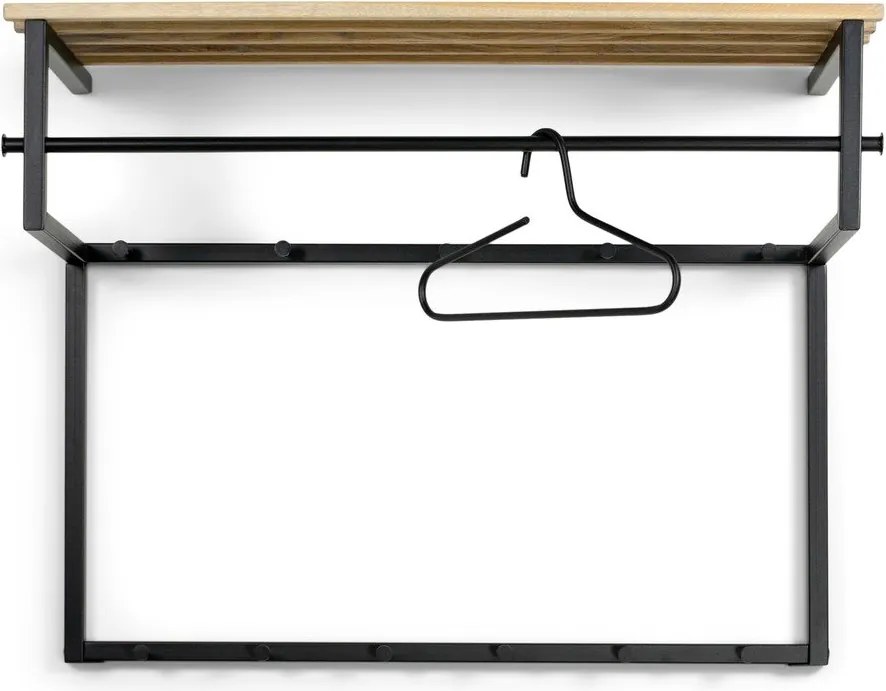 Attaccapanni da parete nero/di colore naturale in metallo con scaffale 100 cm Rizzoli – Spinder Design