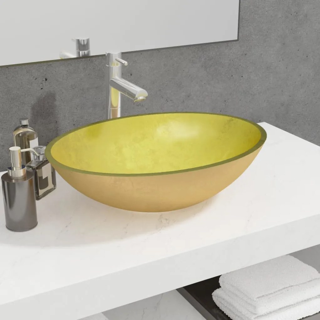 Lavandino İn Vetro 50x37x14 Cm Oro /