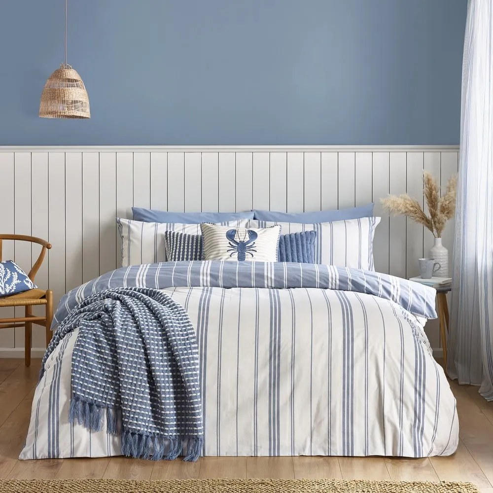 Set copripiumino e federa bianco e blu per letto singolo 135x200 cm Harbour Stripe – Catherine Lansfield