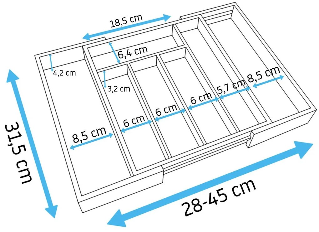 Organizer per cassetti estensibile