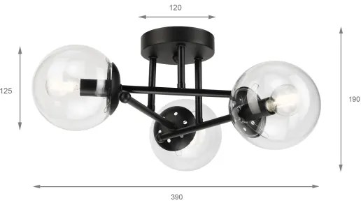 Brilagi - Lampadario a plafone MALIVA 3xE14/15W/230V nero/trasparente