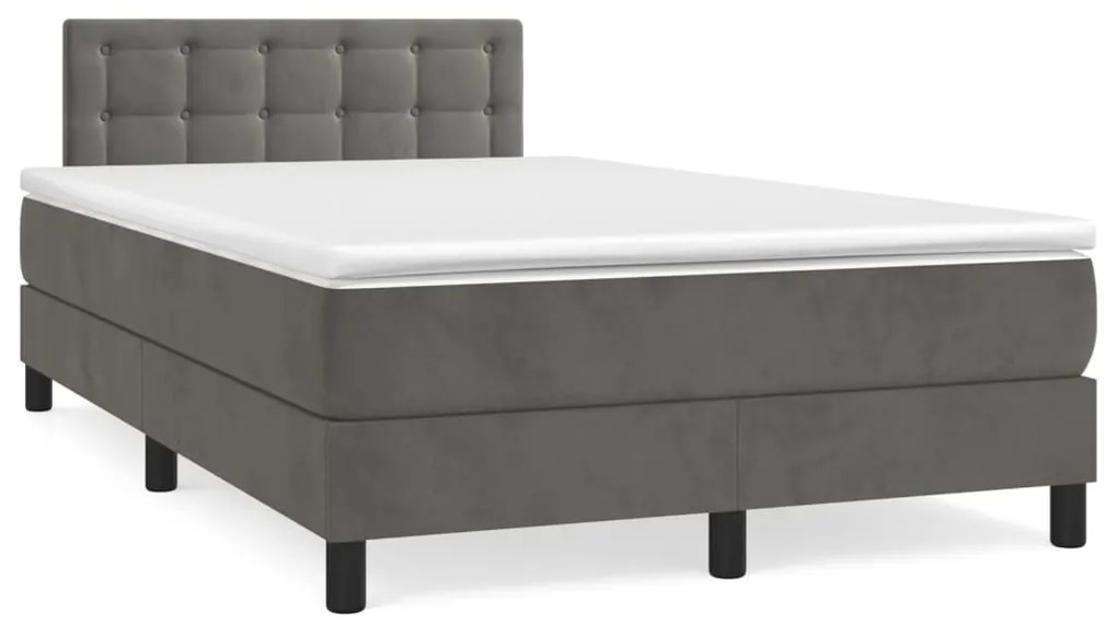 Letto A Molle Materasso E Led Grigio Scuro 120x190cm İn Velluto /