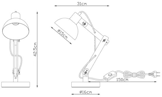 Brilagi - Lampada da tavolo FOCUS 1xE27/40W/230V bianca