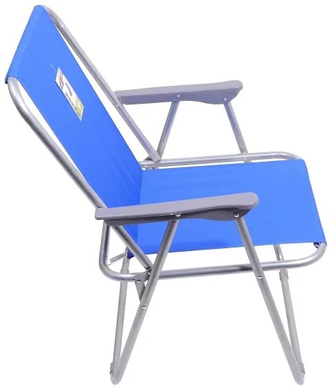 Sedia da campeggio pieghevole blu/cromata opaca
