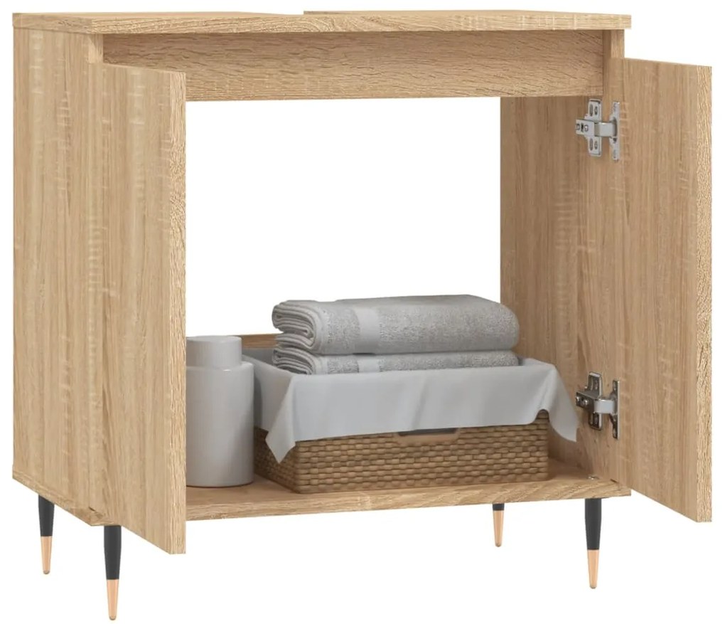 Mobile da bagno rovere sonoma 58x33x60 cm in legno multistrato