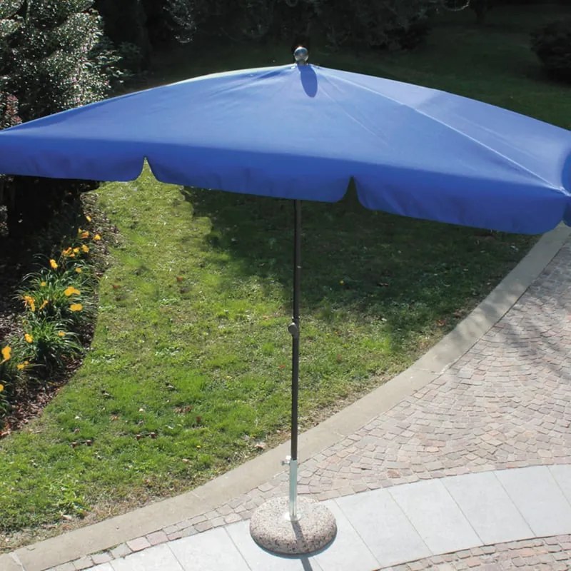Ombrellone a palo centrale grigio scuro Poli con telo rettangolare blu L 220 x P 120 x H 245 cm