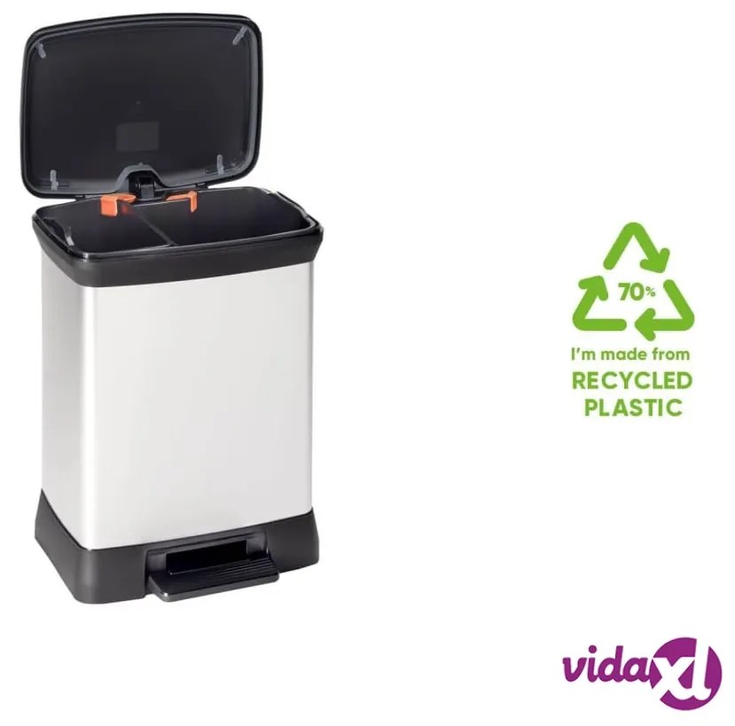 Curver Pattumiera a Pedale Doppia Deco 10L+18L Argento