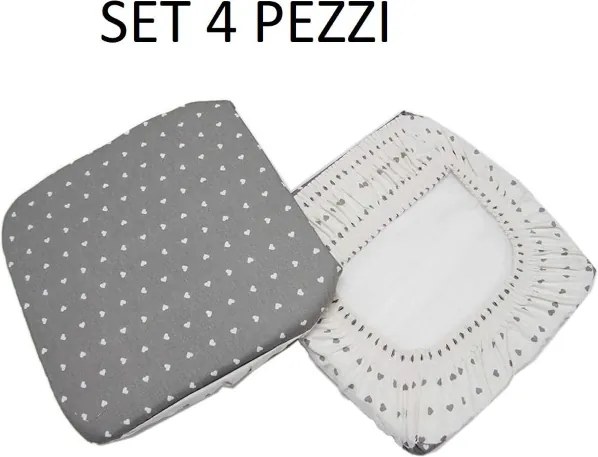 Cuscino Coprisedia Mollettone imbottito con fascia elastico GRIGIO FANT.CUORE SET 4 PEZZI