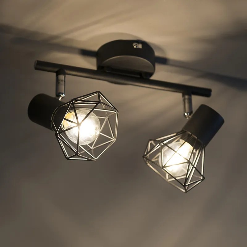 Faretto orientabile Art Déco nero 2 luci - Mosh 2