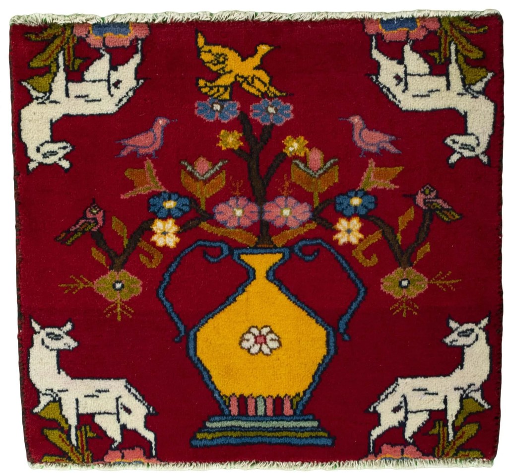 Shiraz Tappeto persiano 60x60 Rosso (Iran) Annodato A Mano