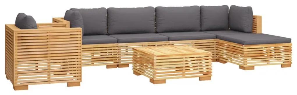 Set divani da giardino 7 pz con cuscini legno massello di teak