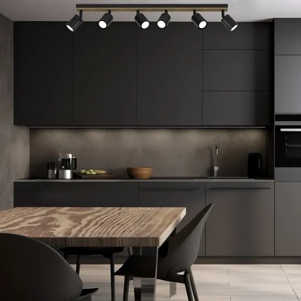 Faretto TERRA 6xGU10/8W/230V nero/quercia