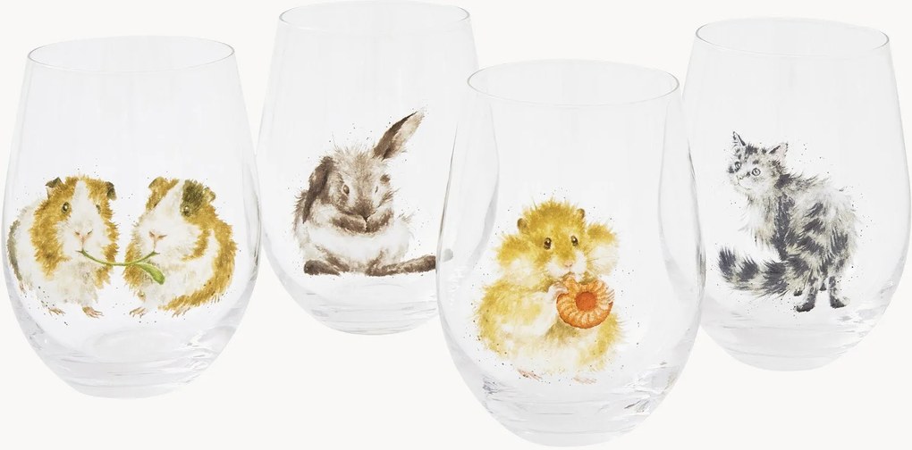 Set di 4 bicchieri Animals