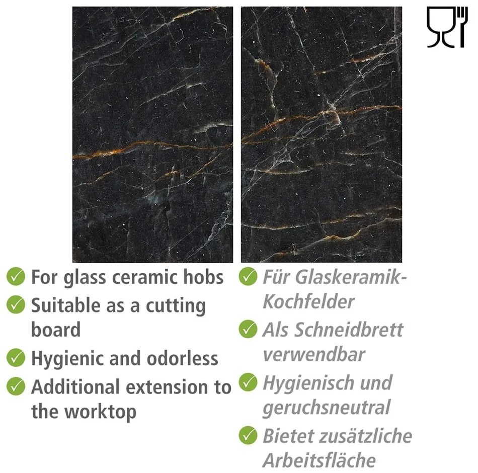 Set di copri fornelli in vetro temperato 2 pz 30x52 cm Marble – Allstar