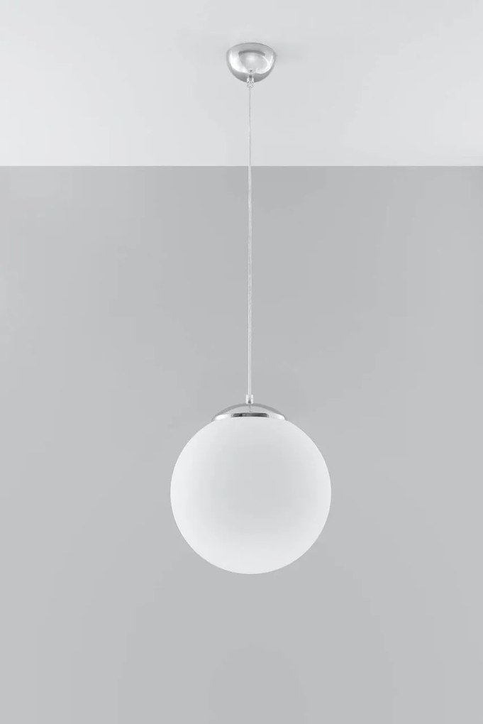 Lampada a Sospensione in Acciaio e Vetro UGO 30 E27 Ø30 Cromo
