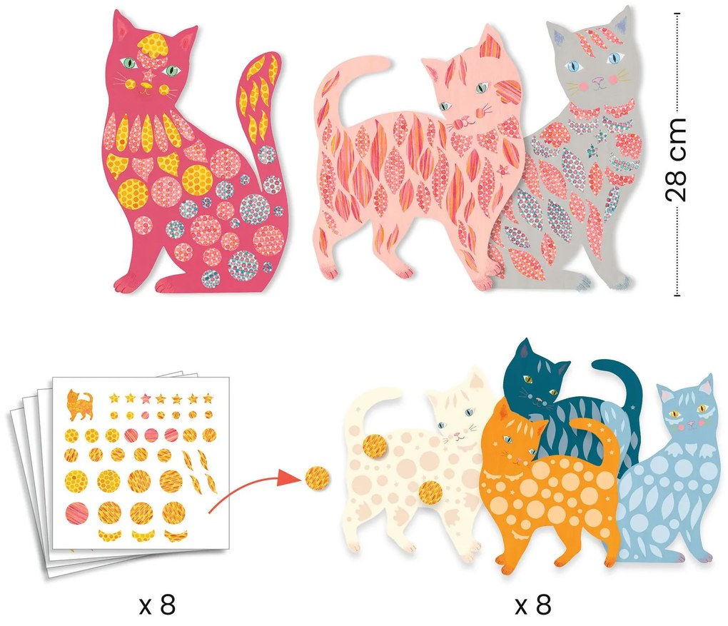 Gioco creativo con adesivi - simpatici gattini