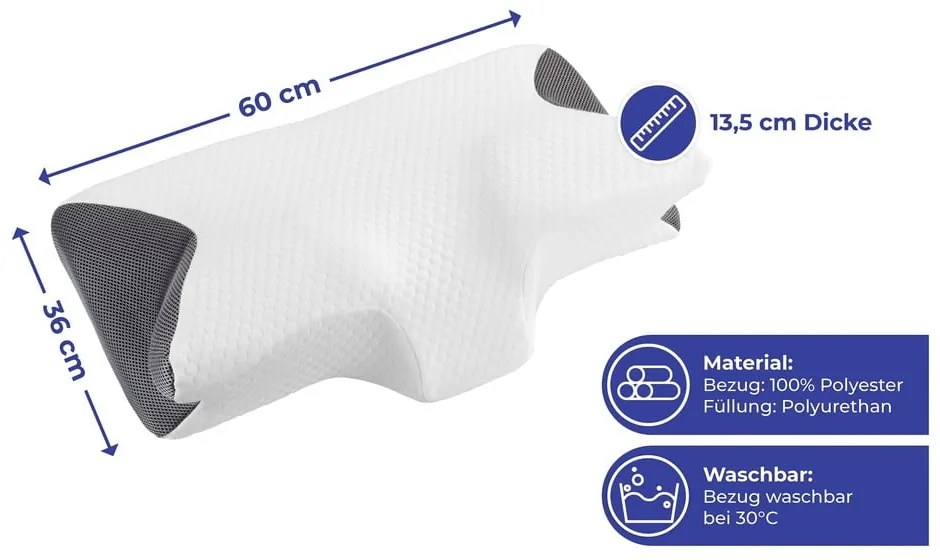 Cuscino anatomico con imbottitura in memory foam 36x60 cm - Maximex