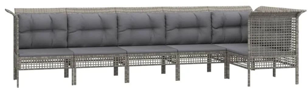 Set divani da giardino 6 pz con cuscini in polyrattan grigio