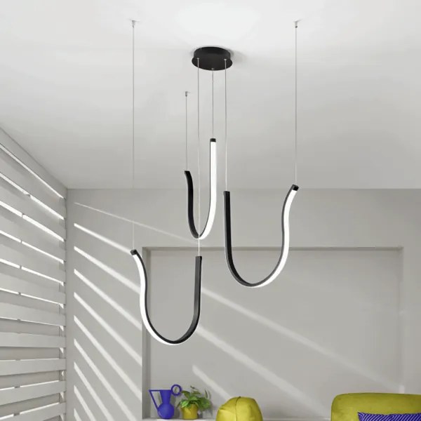 Lampada a sospensione ARQUA 3 Luci in metallo verniciato 106 cm NERO