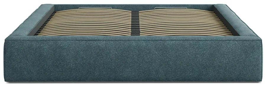 Letto matrimoniale imbottito blu con contenitore con rete inclusa 200x200 cm Simon Olivia – Micadoni