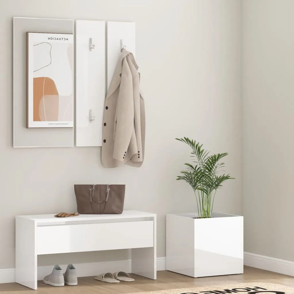 Set Di Mobili Da Corridoio Bianco Lucido İn Legno Multistrato /