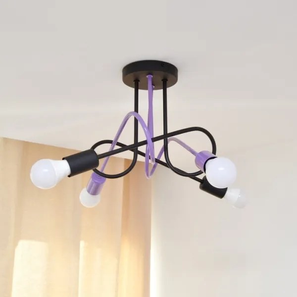 Lampadario a plafone OXFORD 4xE27/15W/230V nero/viola